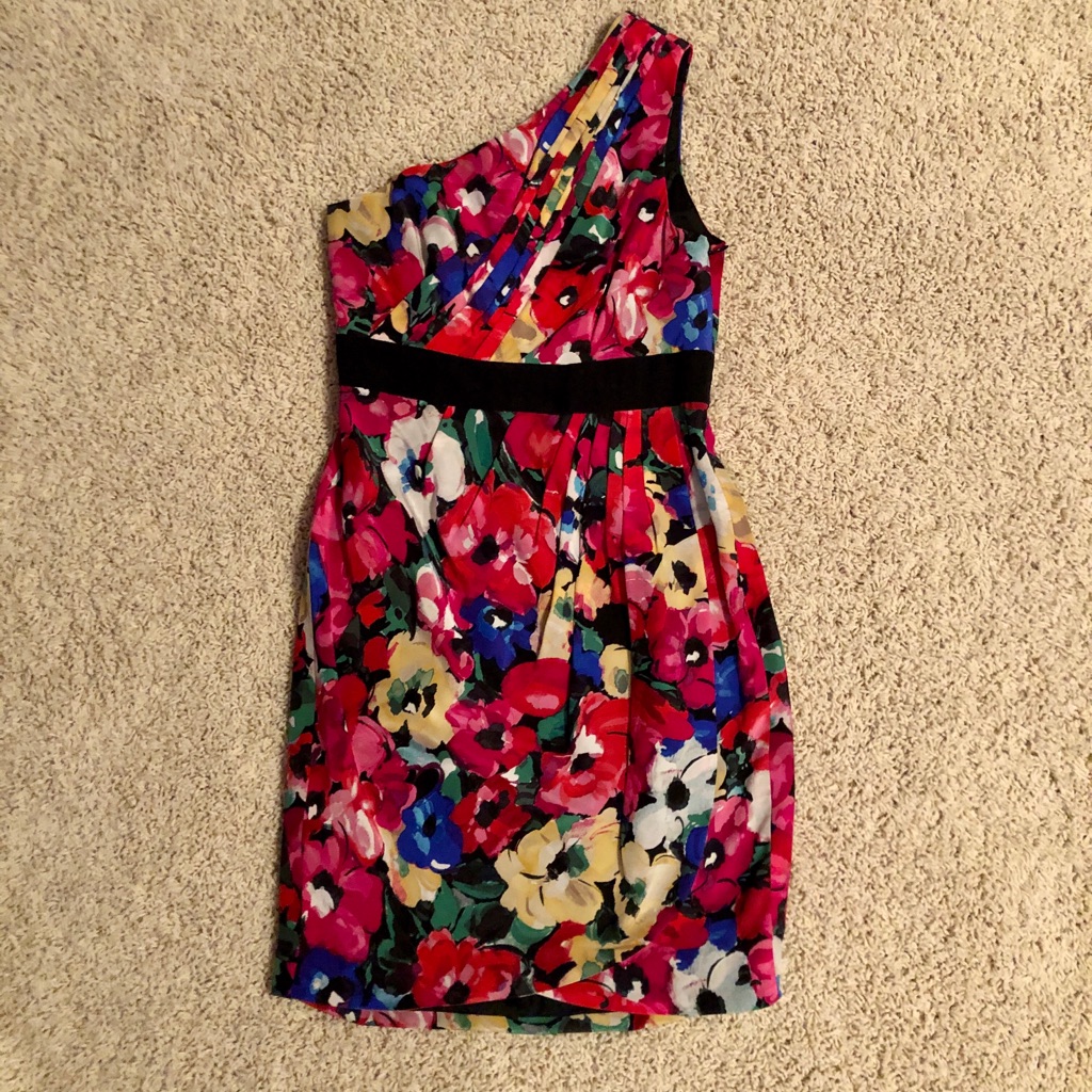 Shohanna Size 4 Floral One Shoulder Dress